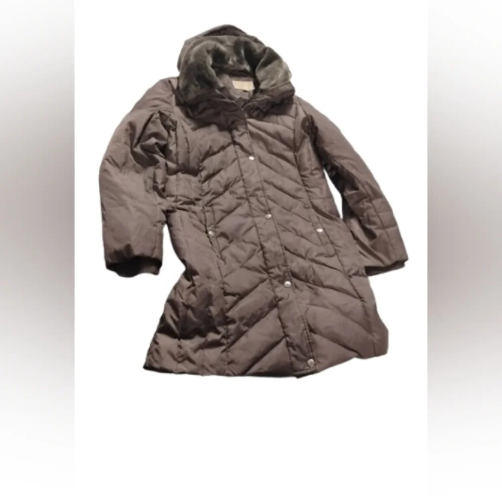 Michael Kors Fuzzy Collar Hooded Puffer Down Fill Coat Sz M